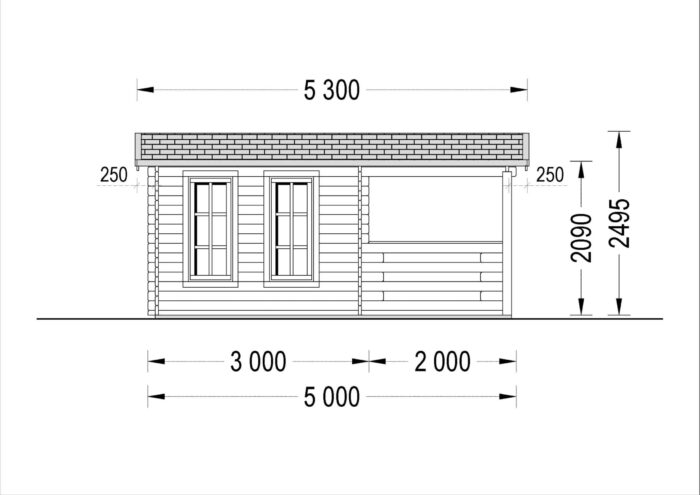 Premium Blockbohlenhaus IRIS (66 mm) 26 m²