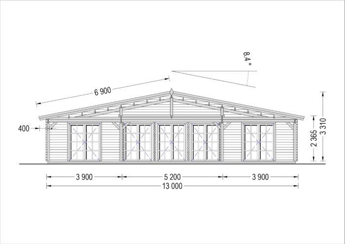 Blockbohlenhaus FLORENZ (66mm), 100m² + 20m² Terrasse