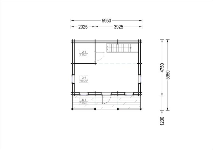 Blockbohlenhaus LANDSHUT (44 + 44 mm), 50 m²