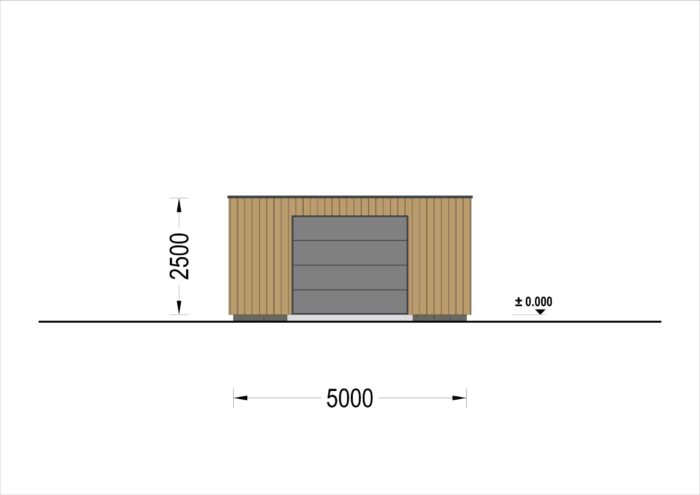 Holzgarage mit Flachdach (34mm + Holzverschalung), 5x6m, 30m²