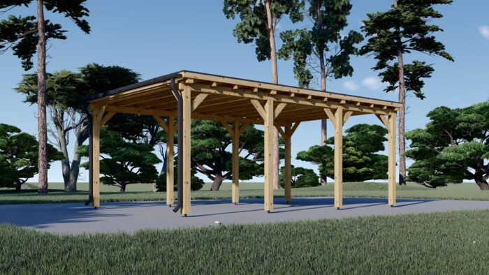 Carport aus Holz mit Flachdach, 3x6m, 18m²