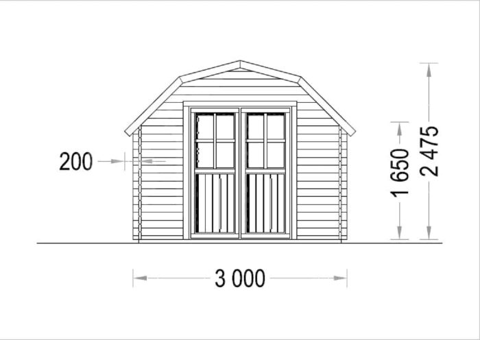 Gartenhaus OHIO (34 mm), 3x3 m, 9 m²