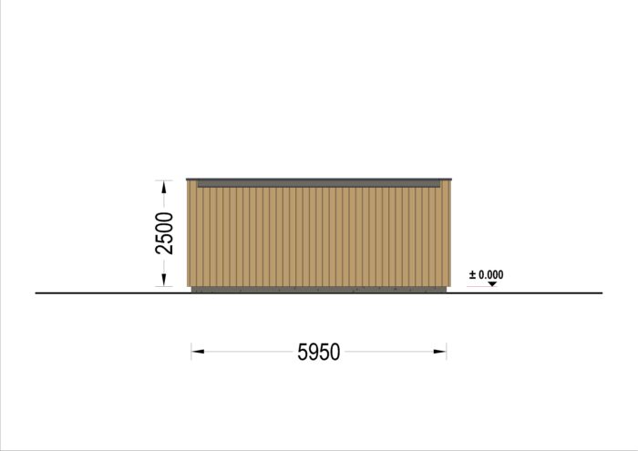 Holzgarage mit Flachdach Plus (34mm + Holzverschalung), 6x6m, 36m²