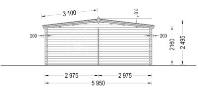 Carport aus Holz für 1 Auto mit Schuppen (44 mm), 5x6 m - Image 3