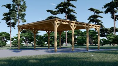 Doppelcarport aus Holz mit Flachdach, 6x6m, 36m² - Image 4