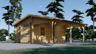 Einzelgarage (44mm) 4x6m mit Carport 3x6m - Image 4