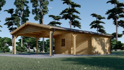 Holzgarage mit (44 mm) 4x6 m mit Doppelcarport 5.5x6 m - Image 5