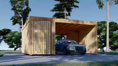 Carport aus Holz für 1 Auto mit Schuppen und Seitenwand LUNA F PLUS, 4.9x5.6 m - Image 4