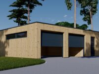 Holzgarage mit Flachdach Plus (34mm + Holzverschalung), 8x6m, 48m²