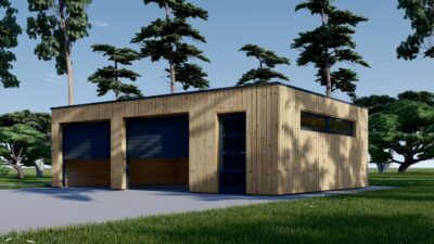 Holzgarage mit Flachdach Plus (34mm + Holzverschalung), 8x6m, 48m² - Image 6