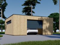 Holzgarage mit Flachdach (34mm + Holzverschalung), 6x6m, 36m²