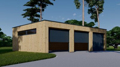 Dreifachgarage mit Flachdach (34mm + Holzverschalung), 9x6m, 54m² - Image 8