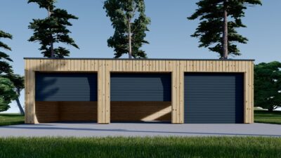 Dreifachgarage mit Flachdach (34mm + Holzverschalung), 9x6m, 54m² - Image 4