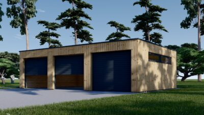 Dreifachgarage mit Flachdach (34mm + Holzverschalung), 9x6m, 54m² - Image 5