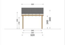 Carport aus Holz mit L-förmiger Wand LISA, 3.2x6 m - Image 8