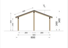 Carport aus Holz mit L-förmiger Wand LISA, 3.2x6 m - Image 9