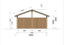 Carport aus Holz mit L-förmiger Wand LISA, 3.2x6 m - Image 6