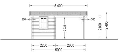 Carport aus Holz für 1 Auto mit Schuppen (44 mm), 5x6 m - Image 2