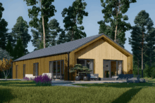 Holzhaus ROMAN(Isoliert, 66 mm + Holzverschalung), 93 m²