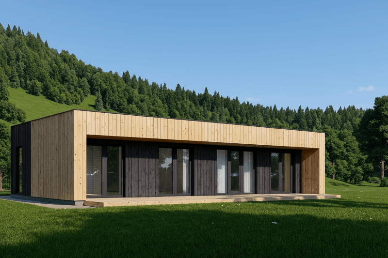 Holzhaus KULM 3 (66 mm + Holzverschalung) 70m² Isoliert